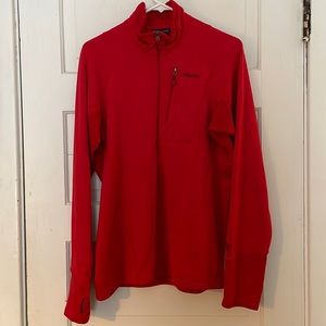Patagonia mens R1 zip up - red